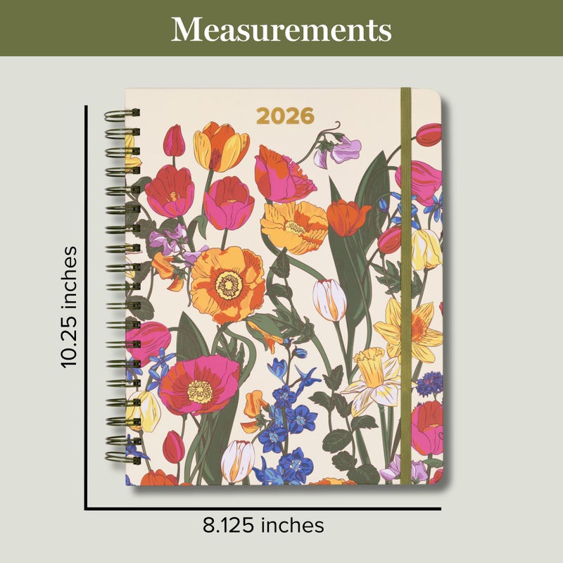 Vera Bradley 2025-2026 Jumbo Planner Daily Weekly & Monthly, 17 Month Hardcover Agenda Dated Aug 2025-Dec 2026, Cute Planner with Stickers, Pockets, & Spiral Binding, Meadow Bouquet Seedpearl - Image 5